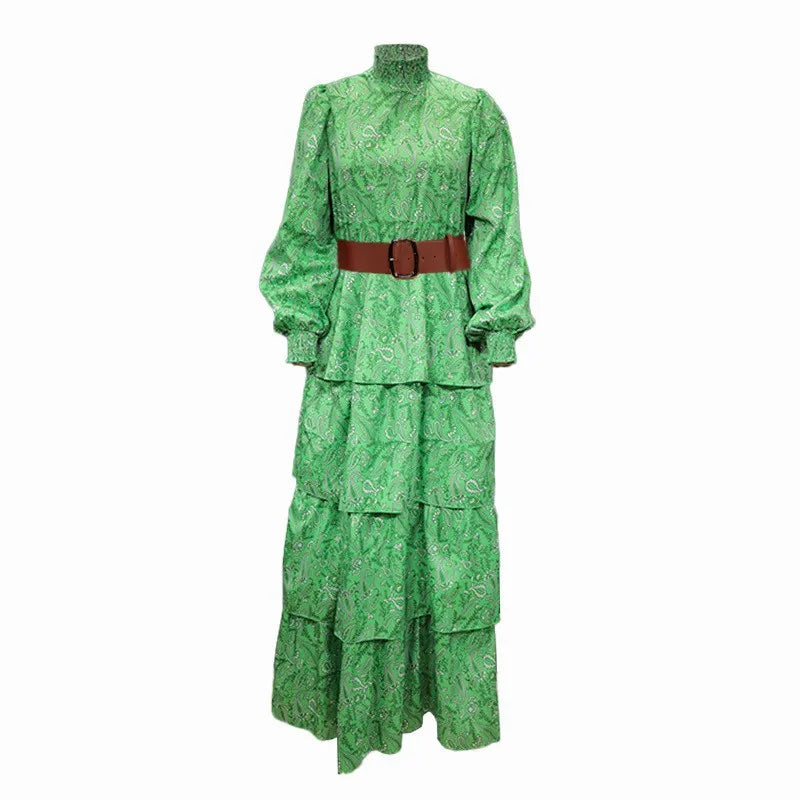 Women Elegant Long Lantern Sleeve Stand Collar Loose Maxi Dress Y2K INS Clothes Autumn Long Ruffle Bohemian Dress Women Elegant Long Lantern Sleeve Stand Collar Loose Maxi Dress Y2K INS Clothes Autumn Long Ruffle Bohemian Dress